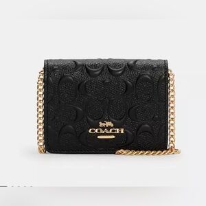 mini black coach wallet with chain